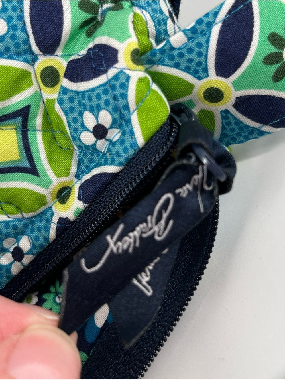 Vera Bradley Maggie Purse Daisy Green Geometric Quilted Shoulder Bag - Picture 10 of 11